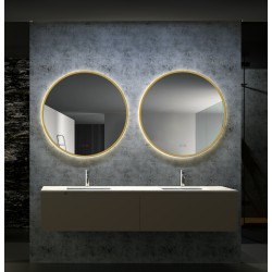 Miroir rond à led rétro-éclairé Anti-buée Mod. Fun Or Brassé