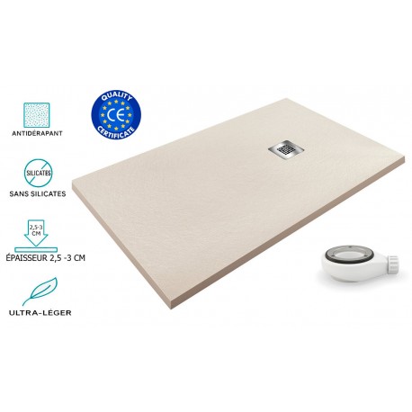 Receveur de douche extra plat ECOZONE Beige Clair + Bonde