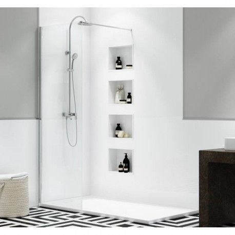 Parois de Douche transparent modèle SAONA - verre fixe 8mm, traitement anti-calcaire