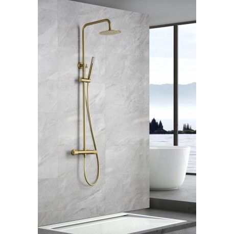 BARRE DE DOUCHE THERMOSTATIQUE OR BROSSÉ SÉRIE LINE