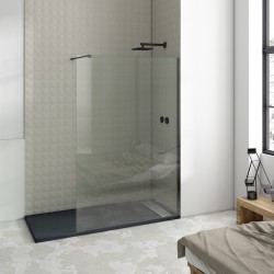 Parois de Douche transparent modèle SAONA BLACK - verre fixe 8mm, traitement anti-calcaire