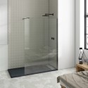 Parois de Douche transparent SAONA BLACK - verre fixe 8mm, traitement anti-calcaire